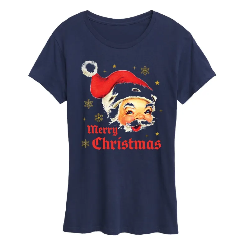 Instant Message - Merry Christmas Vintage Santa White Tee - Women's Short Sleeve Graphic T-Shirt sold by Zulily