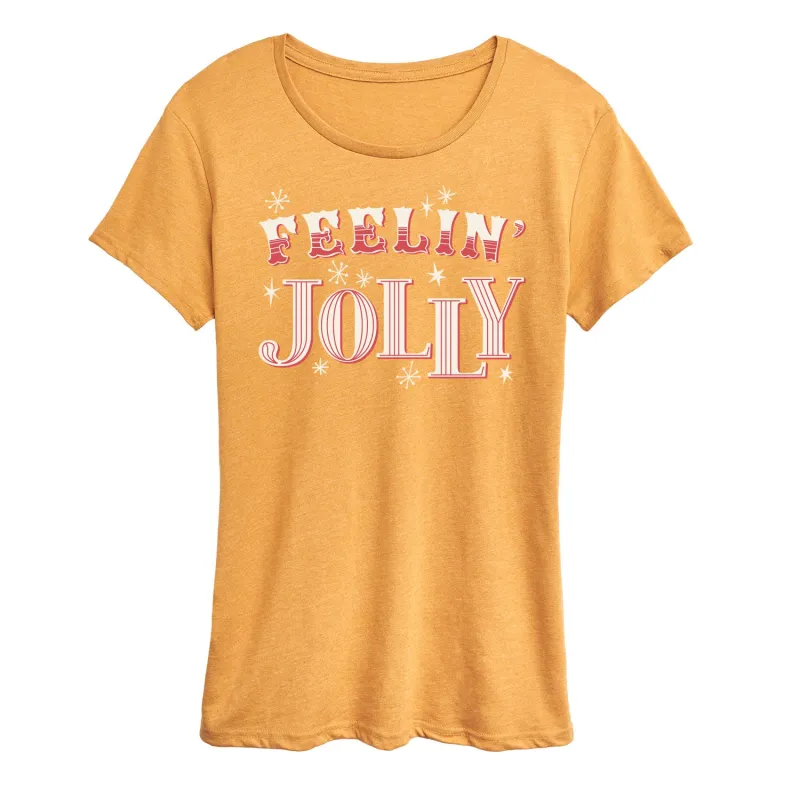 Instant Message - Christmas - Feelin' Jolly - Women's Short Sleeve Graphic T-Shirt sold by Zulily