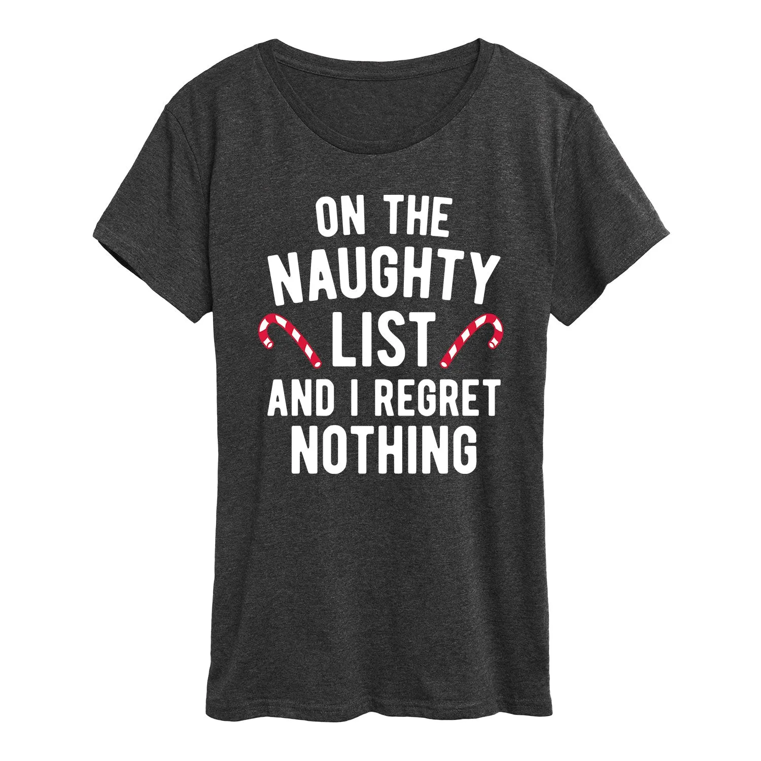 Instant Message - On The Naughty List I Regret Nothing - Women's Short Sleeve Graphic T-Shirt sold by Zulily product image thumbnail 2