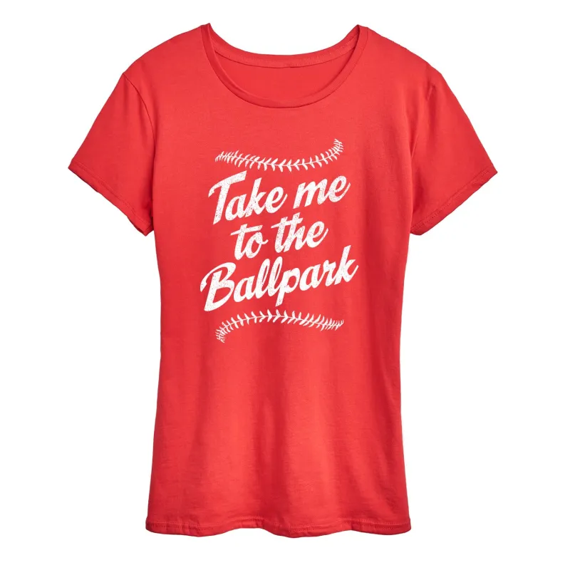 Instant Message - Take Me To The Ballpark - Women's Short Sleeve Graphic T-Shirt sold by Zulily