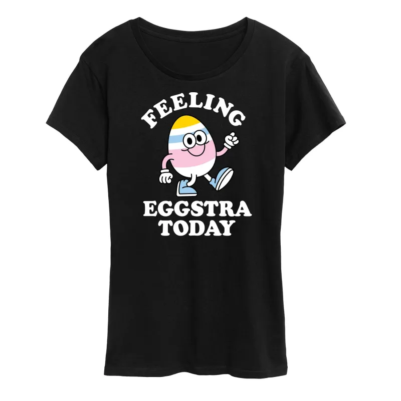 Instant Message - Feelin Eggstra - Women's Short Sleeve Graphic T-Shirt sold by Zulily