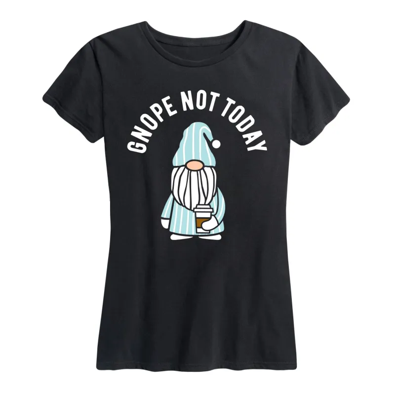 Instant Message - Gnope Not Today Sleepy Gnome - Women's Short Sleeve Graphic T-Shirt sold by Zulily
