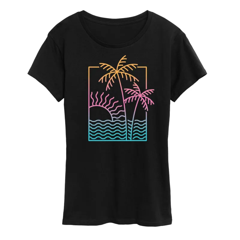 Instant Message - Line Drawing Sunset - Women's Short Sleeve Graphic T-Shirt sold by Zulily