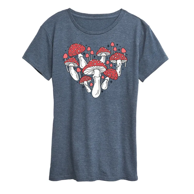 Instant Message - Mushroom Heart - Women's Short Sleeve Graphic T-Shirt sold by Zulily