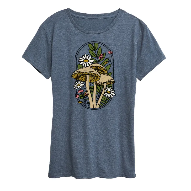 Instant Message - Mushrooms And Flowers - Women's Short Sleeve Graphic T-Shirt sold by Zulily