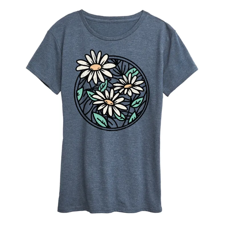 Instant Message - Wildflower Stained Glass Circle - Women's Short Sleeve Graphic T-Shirt sold by Zulily