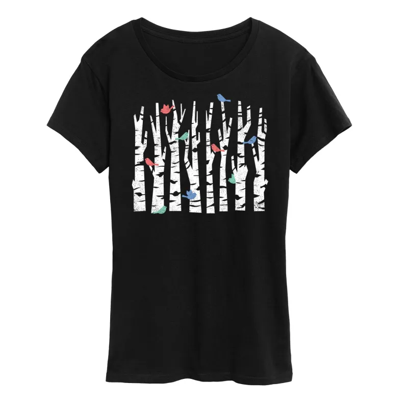 Instant Message - Trees And Birds - Women's Short Sleeve Graphic T-Shirt sold by Zulily