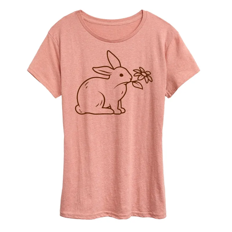 Instant Message - Bunny With Flower - Women's Short Sleeve Graphic T-Shirt sold by Zulily