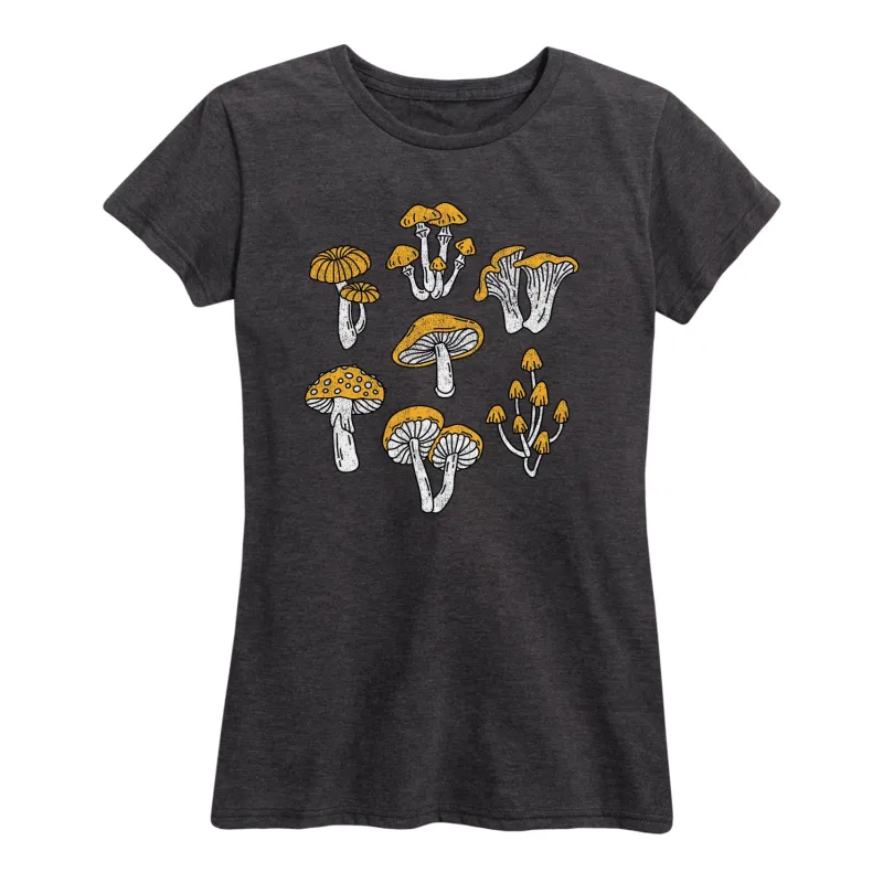 Instant Message - Types Of Mushrooms - Women's ShortSleeve Classic Fit T-Shirt sold by Zulily