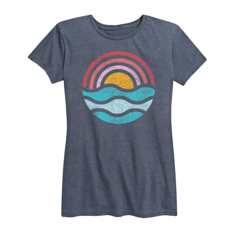 Instant Message - Simple Sunset Waves - Women's Short Sleeve Graphic T-shirt sold by Zulily