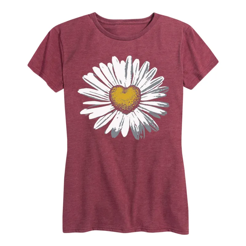 Instant Message - Daisy Heart - Women's Short Sleeve Graphic T-Shirt sold by Zulily