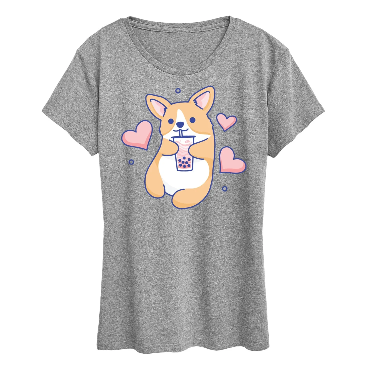 Instant Message - Kawaii - Corgi, Hearts, & Boba Tea - Women's Short Sleeve Graphic T-Shirt sold by Zulily product image thumbnail 2