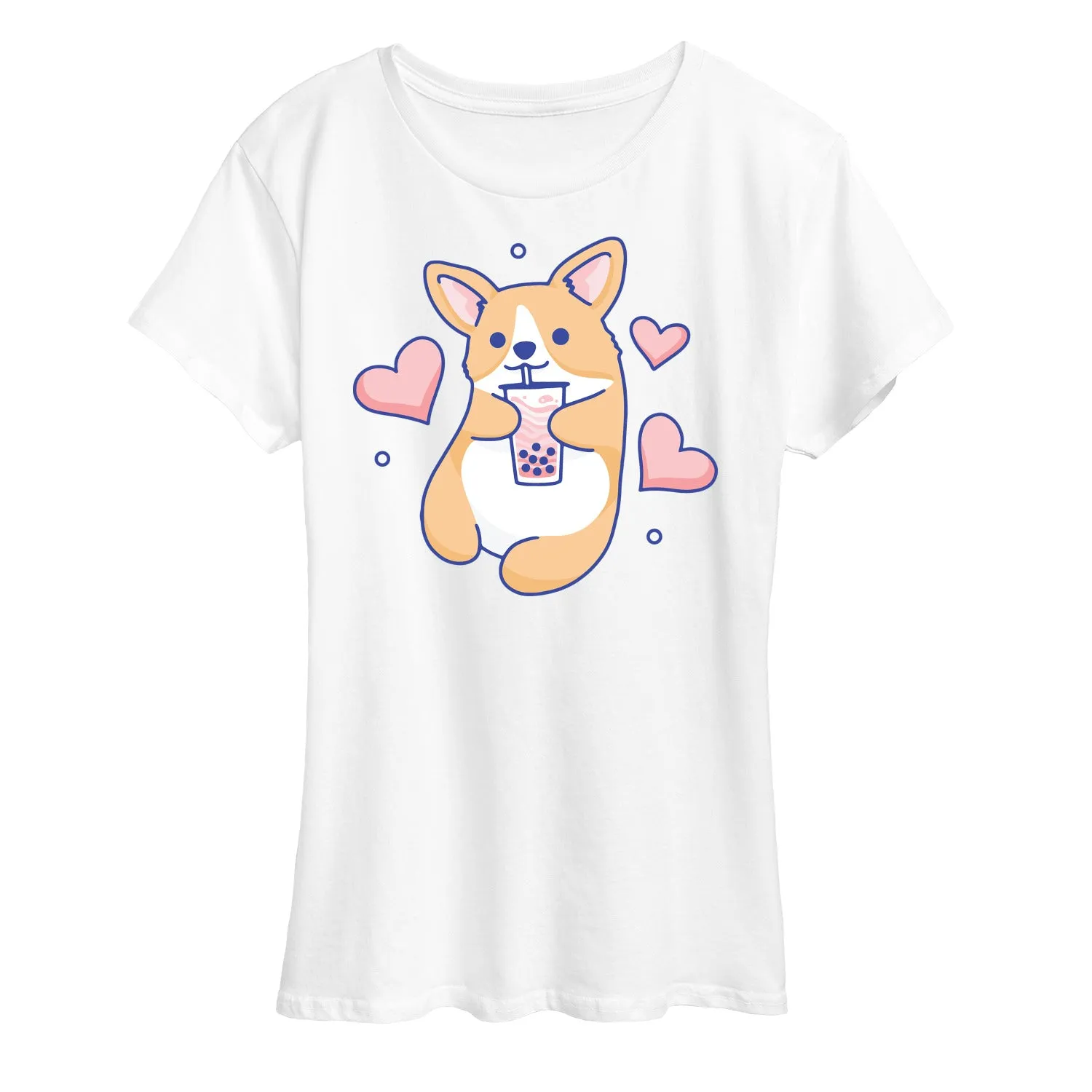 Instant Message - Kawaii - Corgi, Hearts, & Boba Tea - Women's Short Sleeve Graphic T-Shirt sold by Zulily product image thumbnail 3