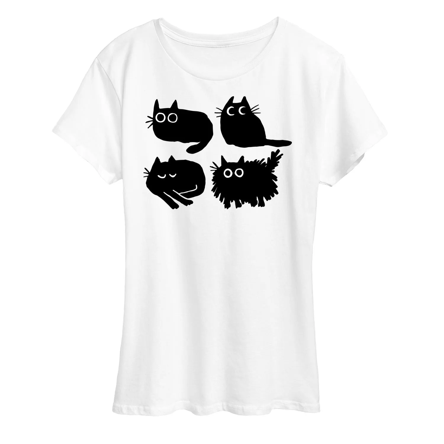 Instant Message - Sketched Black Cats - Women's Short Sleeve Graphic T-Shirt sold by Zulily