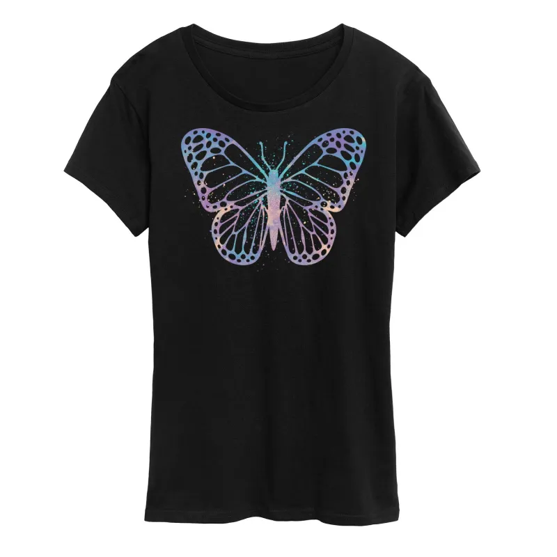 Instant Message - Watercolor Butterfly - Women's Short Sleeve Graphic T-Shirt sold by Zulily