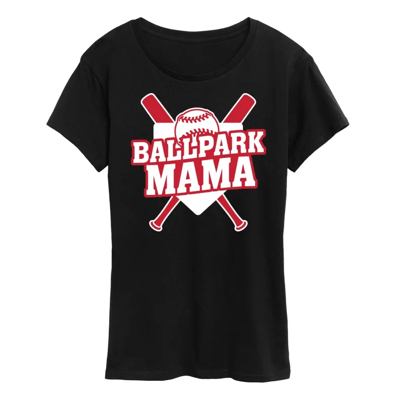 Instant Message - Ballpark Mama - Women's Short Sleeve Graphic T-Shirt sold by Zulily