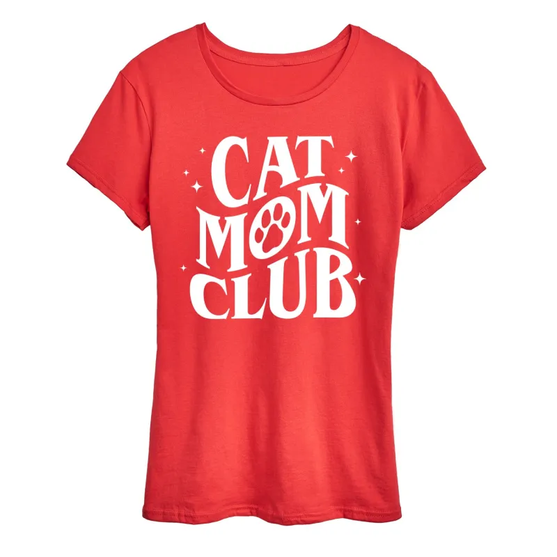 Instant Message - Cat Mom Club - Women's Short Sleeve Graphic T-Shirt sold by Zulily