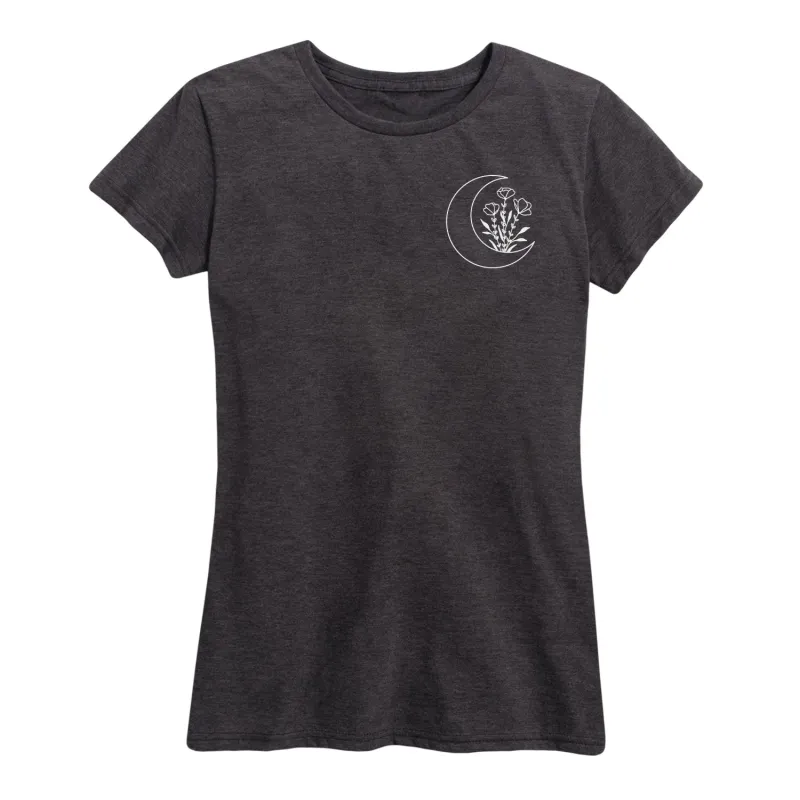 Instant Message - Floral Crescent Moon - Women's Short Sleeve Graphic T-Shirt sold by Zulily