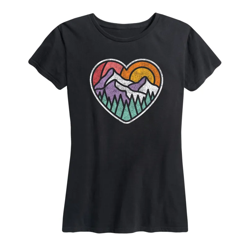Instant Message - Mountain Forest Heart - Women's Short Sleeve Graphic T-Shirt sold by Zulily