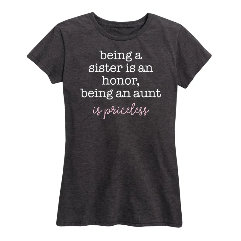 Instant Message - Being An Aunt Priceless - Women's Short Sleeve Graphic T-Shirt sold by Zulily