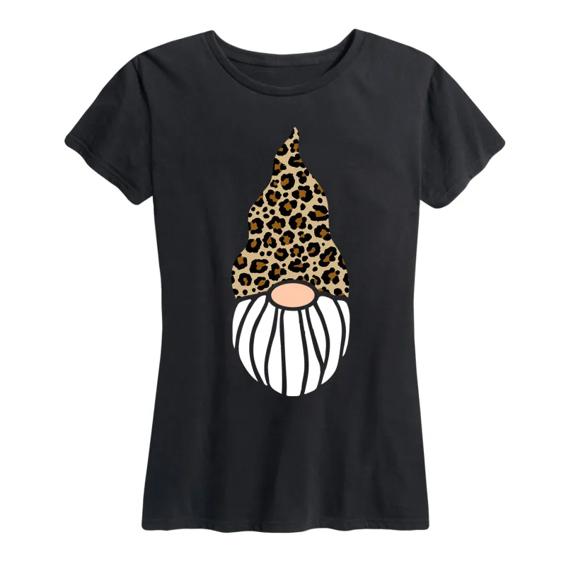Instant Message - Leopard Print Gnome - Women's Short Sleeve Graphic T-Shirt sold by Zulily