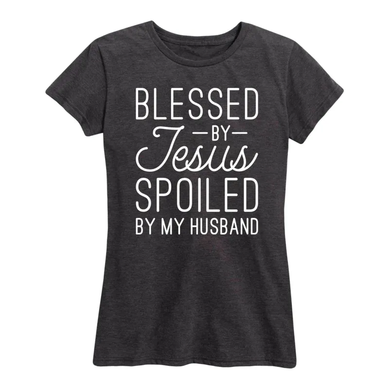 Solid Light - Blessed By Jesus - Women's Short Sleeve Graphic T-Shirt made by Zulily