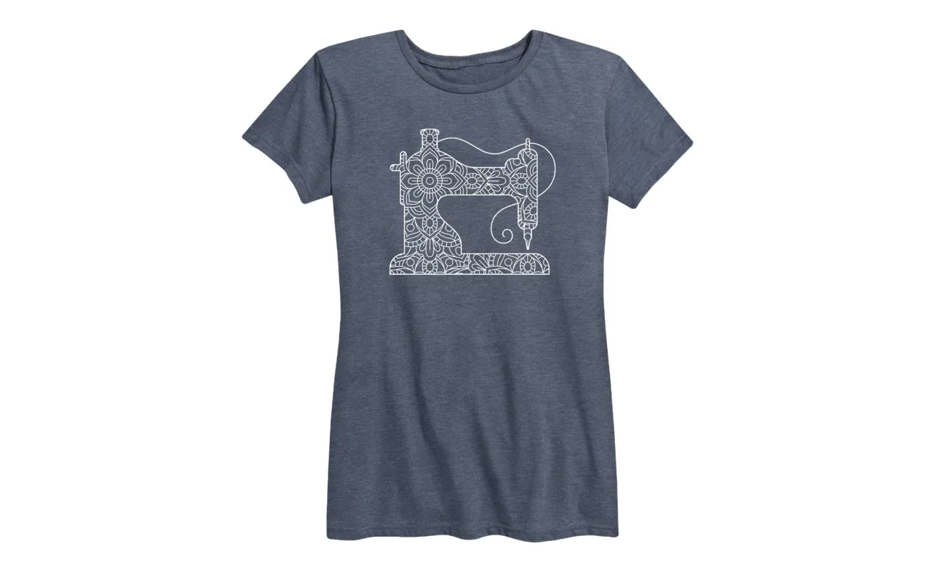 Instant Message - Mandala Sewing Machine - Women's Short Sleeve Graphic T-Shirt sold by Zulily