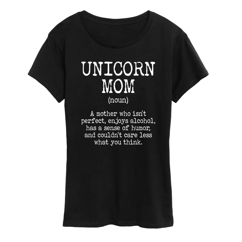 Instant Message - Unicorn Mom Definition - Women's Short Sleeve Graphic T-shirt sold by Zulily