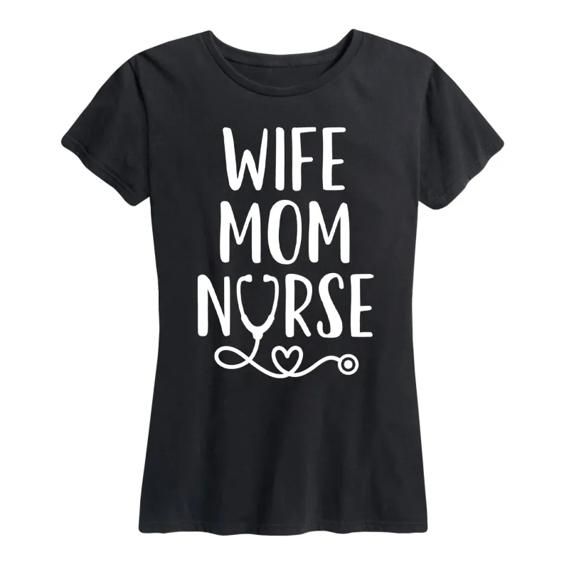 Instant Message - Wife Mom Nurse - Women's Short Sleeve Graphic T-shirt sold by Zulily