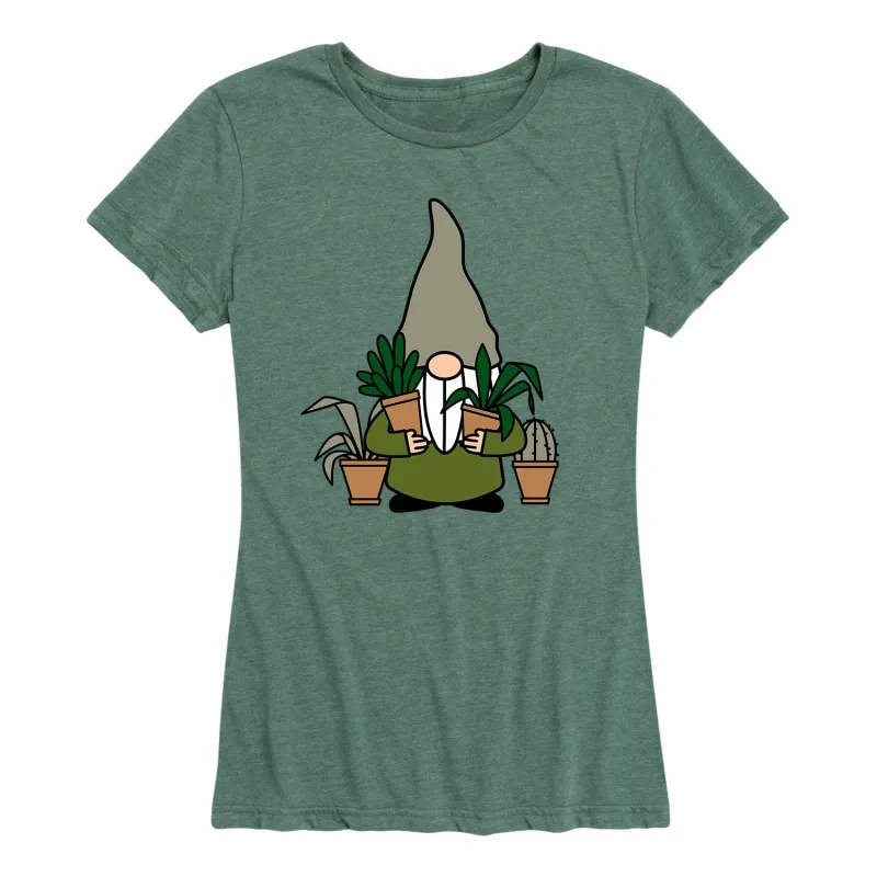 Instant Message - Gnome With Plants - Women's Short Sleeve Graphic T-Shirt sold by Zulily