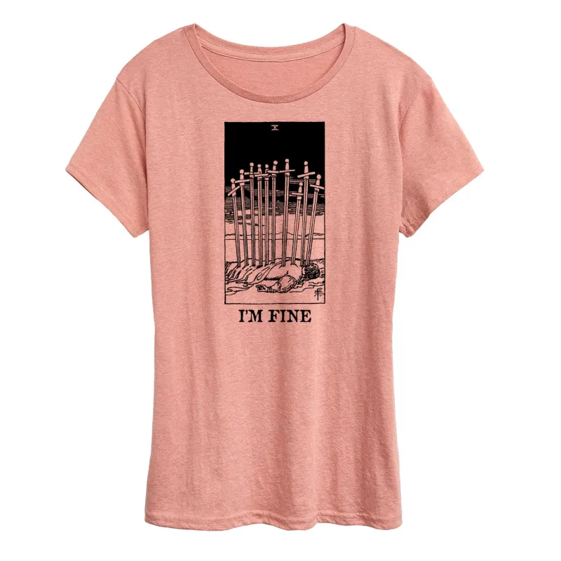 Instant Message - Im Fine Tarot - Women's Short Sleeve Graphic T-Shirt sold by Zulily