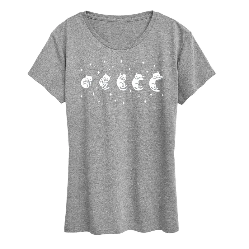 Instant Message - Cat Moon Phases - Women's Short Sleeve Graphic T-Shirt sold by Zulily