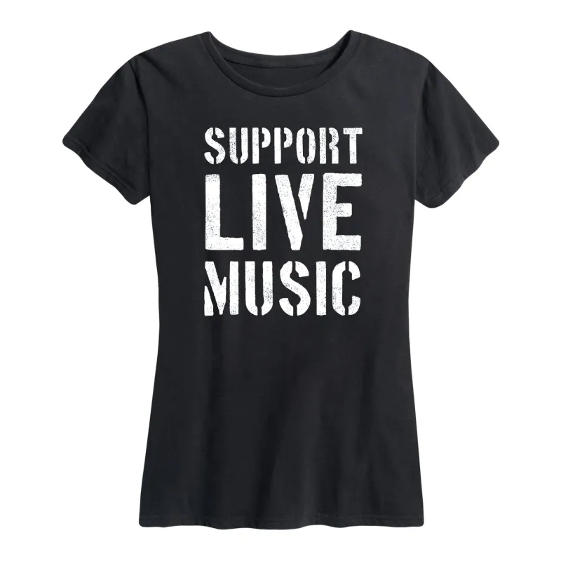 Instant Message - Support Live Music - Women's Short Sleeve Graphic T-Shirt made by Zulily