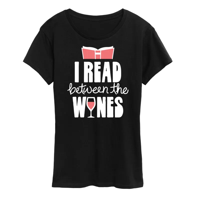 Instant Message - I Read Between The Wines - Women's Short Sleeve Graphic T-Shirt made by Zulily