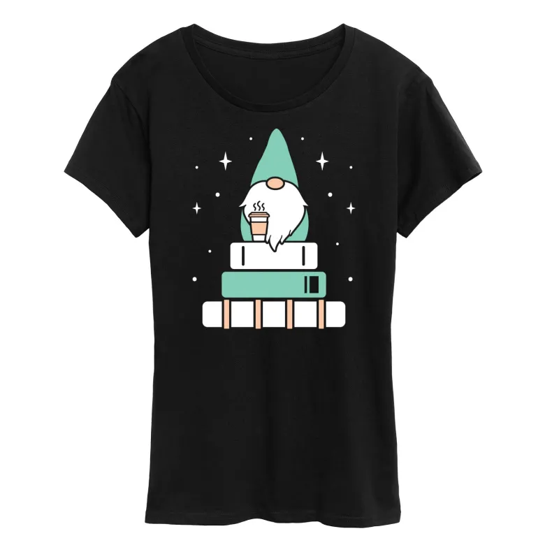 Instant Message - Gnome With Coffee And Books - Women's Short Sleeve Graphic T-Shirt sold by Zulily