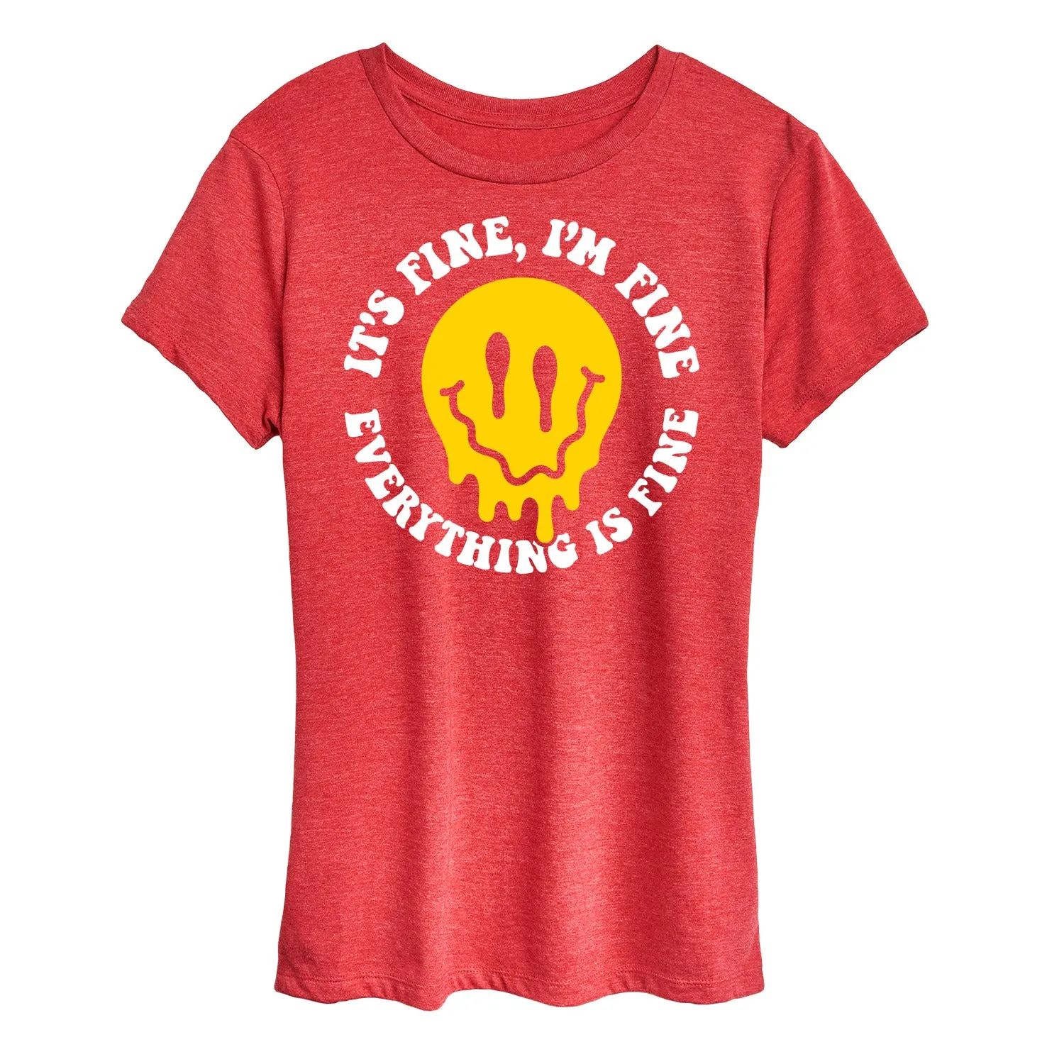 Instant Message - Everything Is Fine Melted Smile - Women's Short Sleeve Graphic T-Shirt sold by Zulily product image thumbnail 4