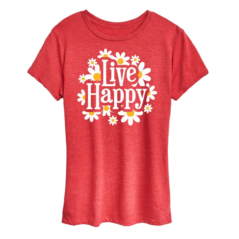 Instant Message - Spring - Live Happy - Women's Short Sleeve Graphic T-Shirt sold by Zulily