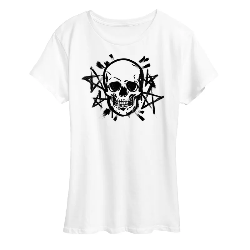 Instant Message - Skull And Stars - Women's Short Sleeve Graphic T-Shirt sold by Zulily
