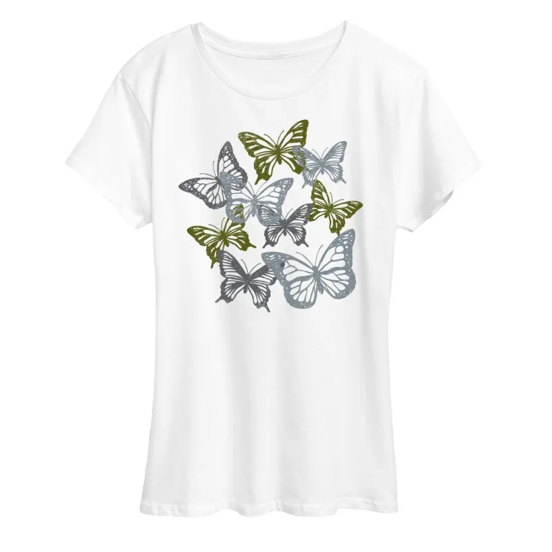 Instant Message - Grunge Butterflies - Women's Short Sleeve Graphic T-Shirt sold by Zulily