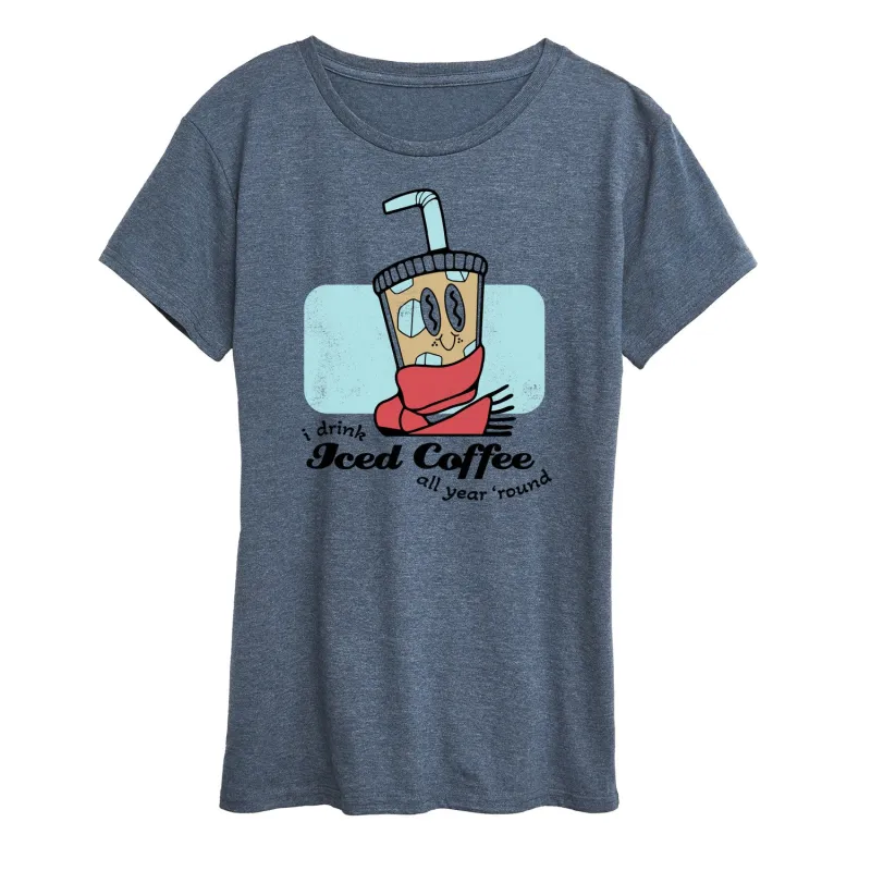 Instant Message - Coffee Lover - Iced Coffee All Year 'Round - Women's Short Sleeve Graphic T-Shirt sold by Zulily