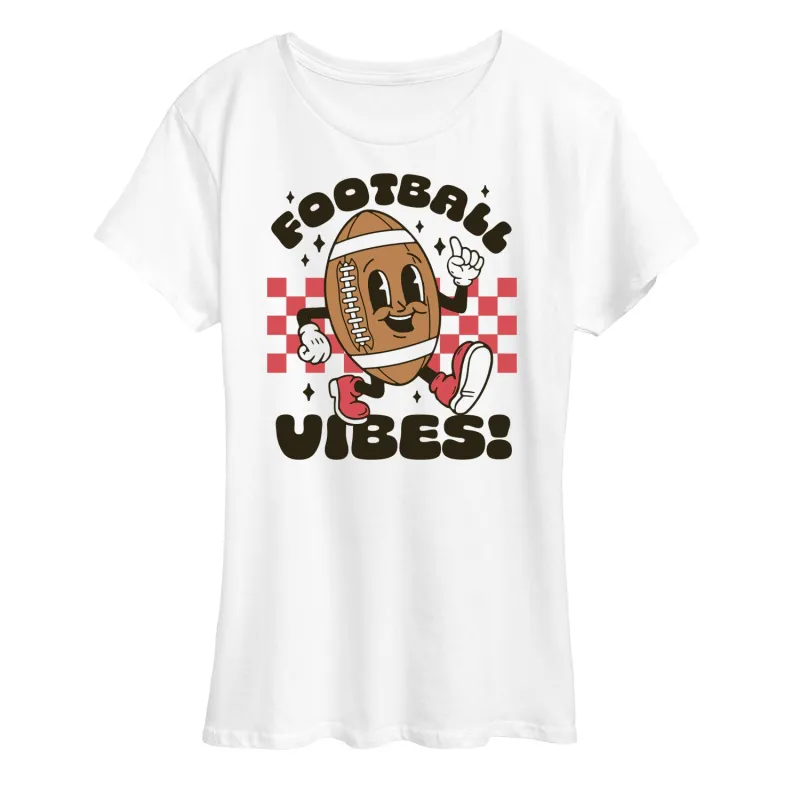 Instant Message - Football Vibes - Women's Short Sleeve Graphic T-Shirt sold by Zulily