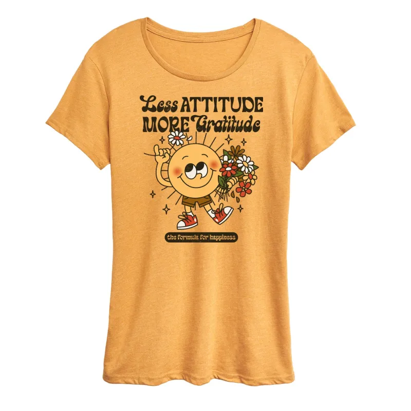 Instant Message - Inspiration - Less Attitude More Gratitude - Women's Short Sleeve Graphic T-Shirt sold by Zulily