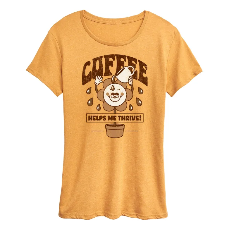 Instant Message - Coffee Helps Me Thrive - Women's Short Sleeve Graphic T-Shirt sold by Zulily