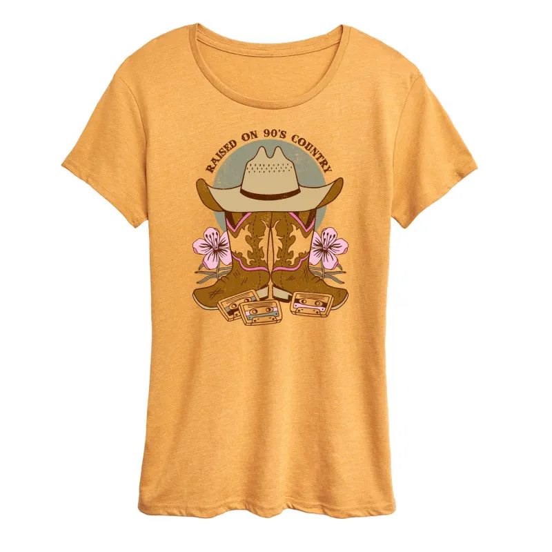 Instant Message - Raised On 90's Country - Women's Short Sleeve Graphic T-Shirt sold by Zulily