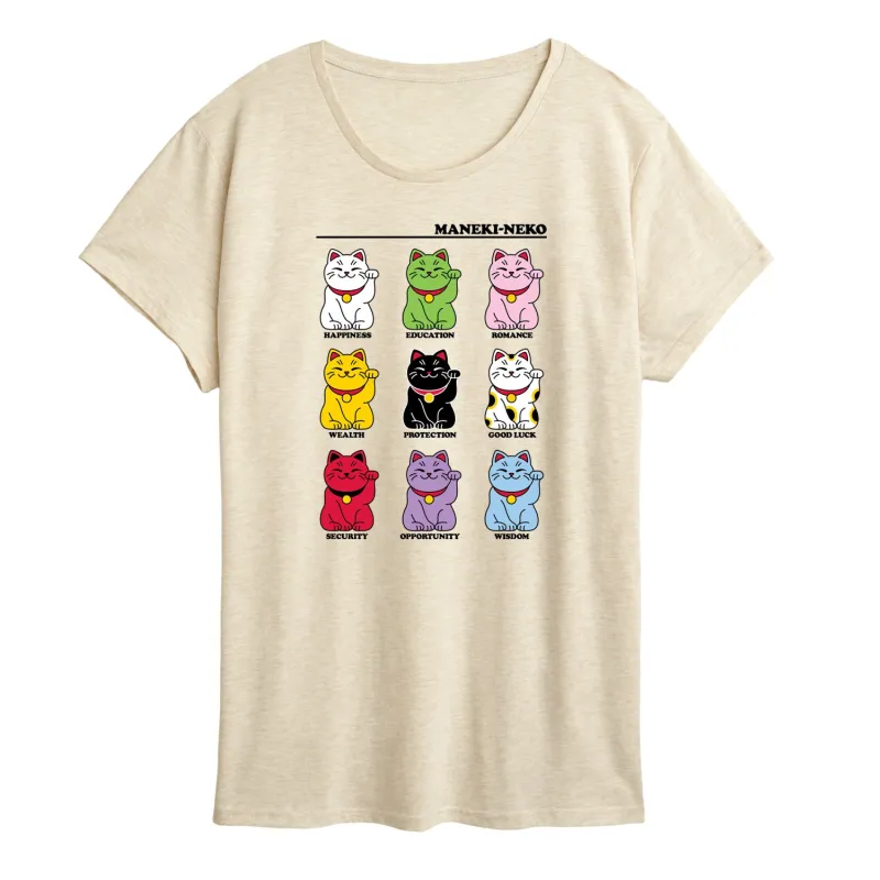 Instant Message - Lucky Cat - Women's Short Sleeve Graphic T-Shirt sold by Zulily