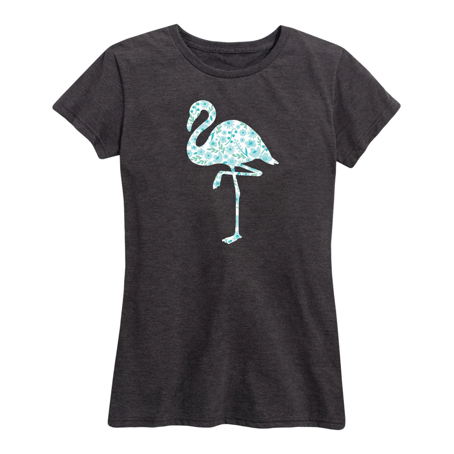 Instant Message - Blue Floral Flamingo - Women's Short Sleeve Graphic T-Shirt sold by Zulily
