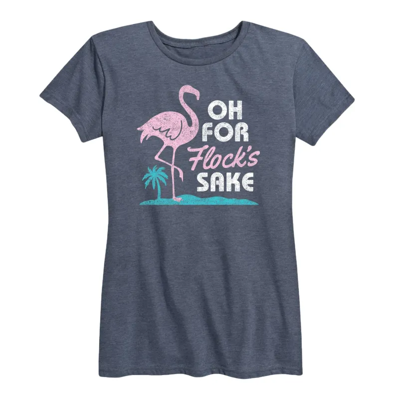 Instant Message - Flamingo Oh For Flocks Sake - Women's Short Sleeve Graphic T-Shirt sold by Zulily