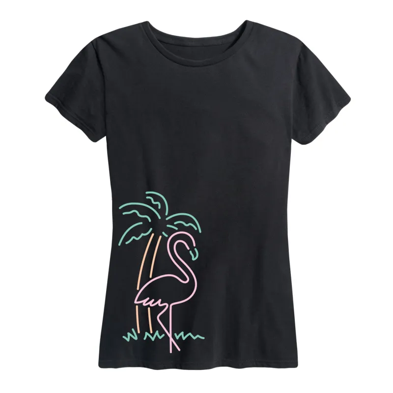 Instant Message - Neon Flamingo - Women's Short Sleeve Graphic T-Shirt sold by Zulily