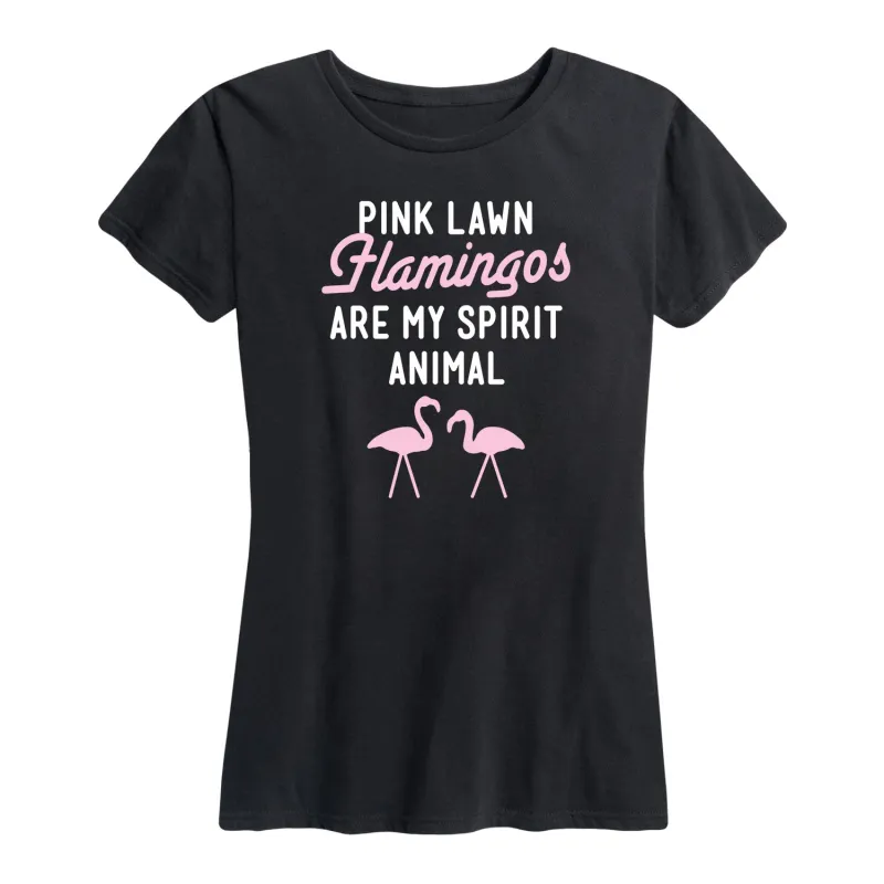 Instant Message - Lawn Flamingos Are My Spirit Animal - Women's Short Sleeve Graphic T-Shirt sold by Zulily