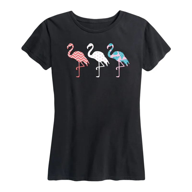 Instant Message - Patterned Flamingos - Women's Short Sleeve Graphic T-Shirt sold by Zulily